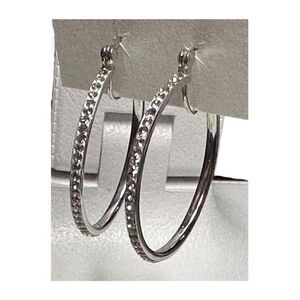 Silver s925 hoop earrings with clear stones
